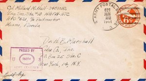 United States A.P.O.'s 6c Monoplane Air Envelope 1944 U.S. Army Postal Servic...