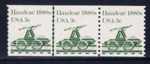 U.S. 1898 NH Coil strip of 3; Plate #1 with line pair