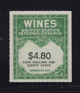 RE158 XF Wines revenue stamp unused with nice color cv $ 175 ! see pic !