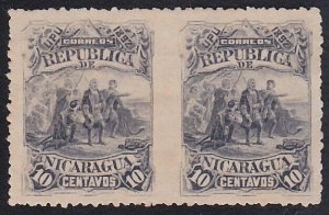 NICARAGUA 1892 Columbus 10c pair IMPERF BETWEEN unused.....................A5132