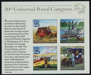 USA 2438 MNH UPU, Stagecoach, Ship, Aircraft, Car