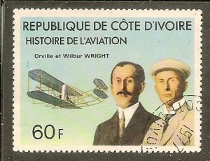 Ivory Coast  Scott 434  Wright Brothers, Plane  CTO