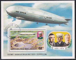 Malagasy 1976 Sc C160 Zeppelin Flight St Peter's Cathedral Rome Stamp SS CTO NH