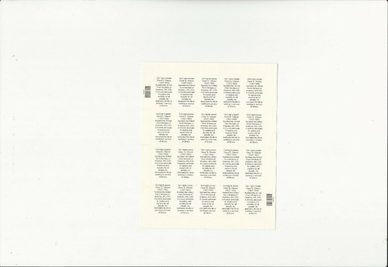 US Stamps/Postage/Sheet Sc #3781 Cesar Chavez-labor activist MNH F-VF OG FV 7.40 