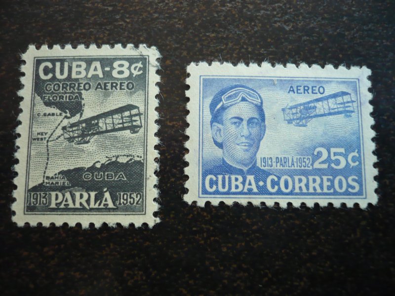 Stamps  - Cuba - Scott# C61-C62 - Used Set of 2 Air Mail Stamps