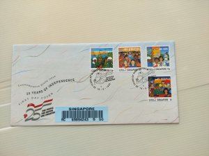 SINGAPORE 1990 U/ADDRESS REGISTERED FDC - 25 YEARS OF INDEPENDENCE