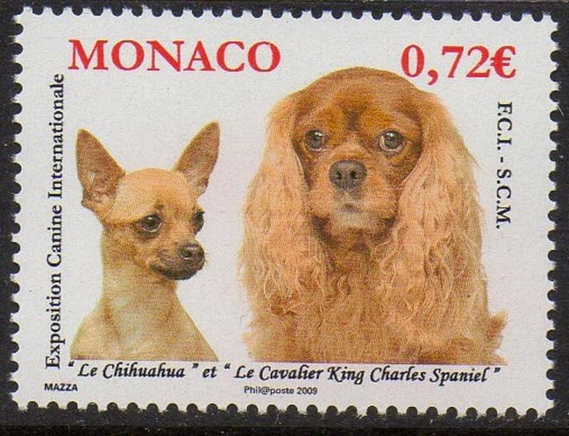 Monaco 2009 Dog Chihuahua Cavalier King Charles Spaniel VFMNH (2531)