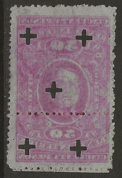 Mexico Revenue 1891-92 Renta Interior Arista 50P Carmine Fine Used CV 100.00