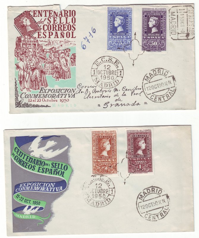 Z737 JLstamps 2 1959,s spain  covers #776-7, c127-8 stamp on stamps