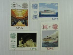 1988 Nevis  SC #571-74 SHIPS  MNH stamp set