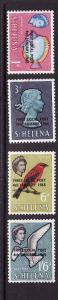 St Helena-Sc#176-9-unused NH set-Fish-Birds-ovptd `First Local Post`-1965-