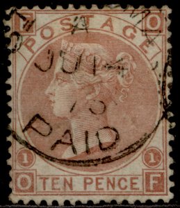 GB QV SG113, 10d pale red-brown, FINE USED. Cat £400. CDS QF