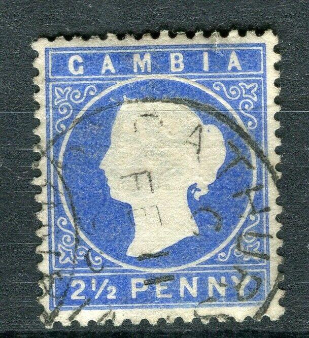 GAMBIA; 1886 early classic QV Crown CA issue fine used Shade of 4d. value, 