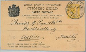 65977 - MONTENEGRO - POSTAL HISTORY - STATIONERY Card # P8 to AUSTRIA 1901-