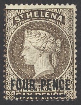 St. Helena Sc# 38 MH 1890 4p on 6p Queen Victoria