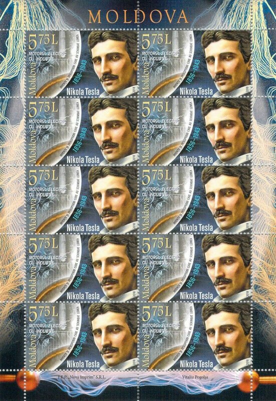 Moldova 2018 MNH famous people stamps N. Tesla A. Flemig Nobel Prize medicine 