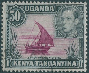 Kenya Uganda and Tanganyika 1938 SG144 50c black and purple KGVI dhow #4 FU (amd