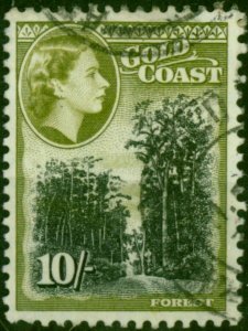 Gold Coast 1954 10s Black & Olive-Green SG164 Fine Used