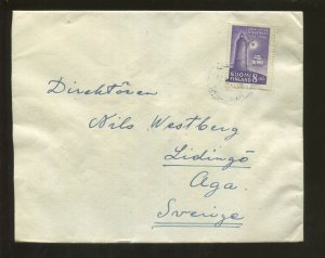 1946 Findland to Sweden Postage Stamp #252 - 8 Mark Nordic Rate on Postal Cover