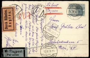 Austria Klagenfurt Vienna 1930 Airmail Rohrpost Pneumatic Mail Cover 66959