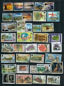 GUERNSEY / JERSEY / IOM MIX X 37 ALL DIFFERENT,  USED LOT I