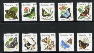 AUSTRALIA 872-80 MNH SCV $10.00 BIN $6.00 BUTTERFLIES