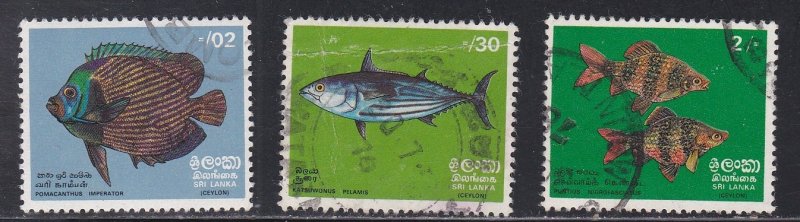 Sri Lanka 473, 475-476, Tropical Fish, Used, 1/3 Cat.