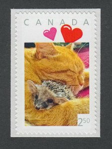 HEDGEHOG & CAT = Picture Postage Stamp 2.50 MNH Canada 2014 [p11sn12]