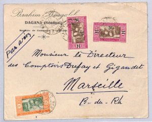 France Cols SENEGAL AOF Cover Air Mail Surcharge Saint Louis Marseilles 1930 ZF6