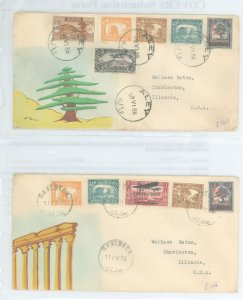Lebanon  1936 Two souvenir covers posted Aley & Baalbeck