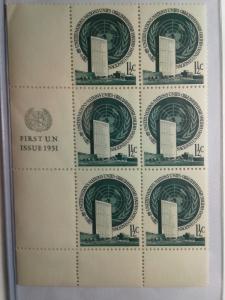 UN CLOSEOUT SALE SCOTT # 2 PLATE BLOCK  OF 6 MNH FIRST ISSUE 1951 GEM