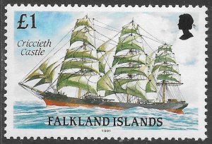 Falkland Islands Scott 498 MNH £1 Criccieth Castle Ship Issue of 1989