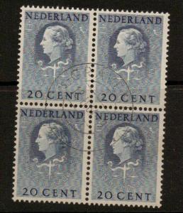 NETHERLANDS SGJ30 1951 20c BLUE BLOCK OF 4 FINE USED