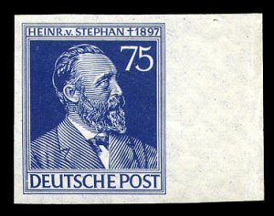 Germany #579var (Mi. 964U) Cat€400, 1947 75pf Von Stephan, imperf. right ma...