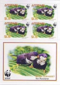 AITUTAKI COOK ISLANDS SHEET BIRDS BLUE LORIKEET