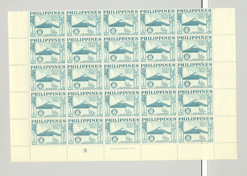 Philippines #618-619, C77 Rotary, Sailboat, Trees 3v Imprint Blocks of 25