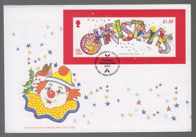 Isle of Man -  2002  Christmas Miniature sheet. 0n FDC