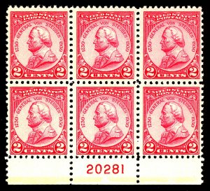 U.S. #689 MINT PL# BLOCK OF 6 OG NH