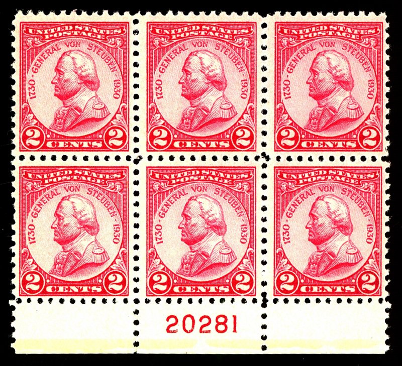 U.S. #689 MINT PL# BLOCK OF 6 OG NH