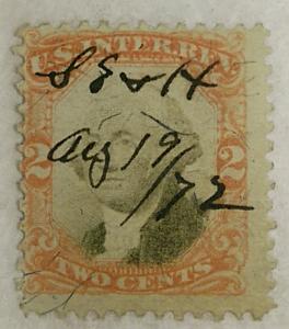 US 1871 SC #R135a Revenue Stamp VERMILLION & BLACK COLOR ERROR