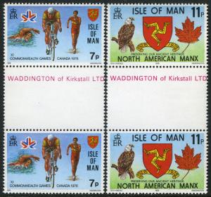 Isle of Man 139-140 gutter pairs, MNH. Commonwealth Games.Walking,Bicycling,1978