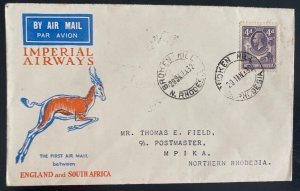 1932 Broken Hill Northern Rhodesia First Flight  Cover To Mpika 39 Flown Imperia