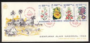Indonesia B199-B202 Flowers 1966 U/A FDC 