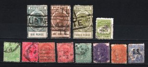 SOUTH AUSTRALIA 1893-1911 SET OF 12 STAMPS USED/HINGED