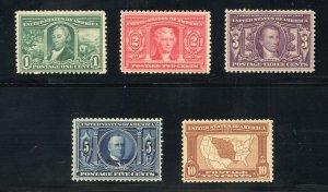 UNITED STATES 1904 SCOTT #323/27 LOUISIANA PURCHASE COMPLET SET MINT HINGED