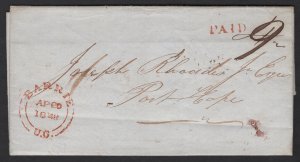 1848 Barrie to Port Hope, originally rated Paid 4 1/2d, corrected to 9d. $25