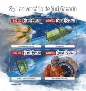 Guinea-Bissau - 2019 Yuri Gagarin - 4 Stamp Sheet - GB190204a