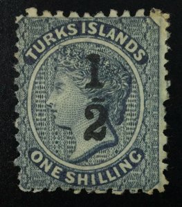 MOMEN: TURKS ISLANDS SG #11c 1881 MINT SMALL PART OG H £1,200 LOT #61983