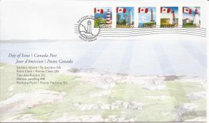 2007 Canada FDC Sc 2249-53 - Flag over various Lighthouses