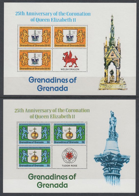 Grenada Grenadines 270-272 Footnoted Souvenir Sheets MNH VF